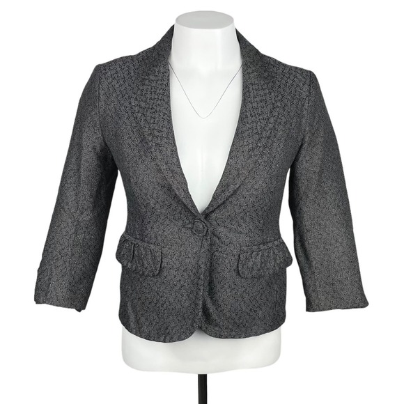 CLUB MONACO Wool Blend Blazer Sz 2 Textured Gray - Picture 1 of 8